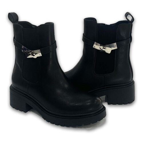 Μποτάκια με φερμουάρ και λάστιχο W25275B